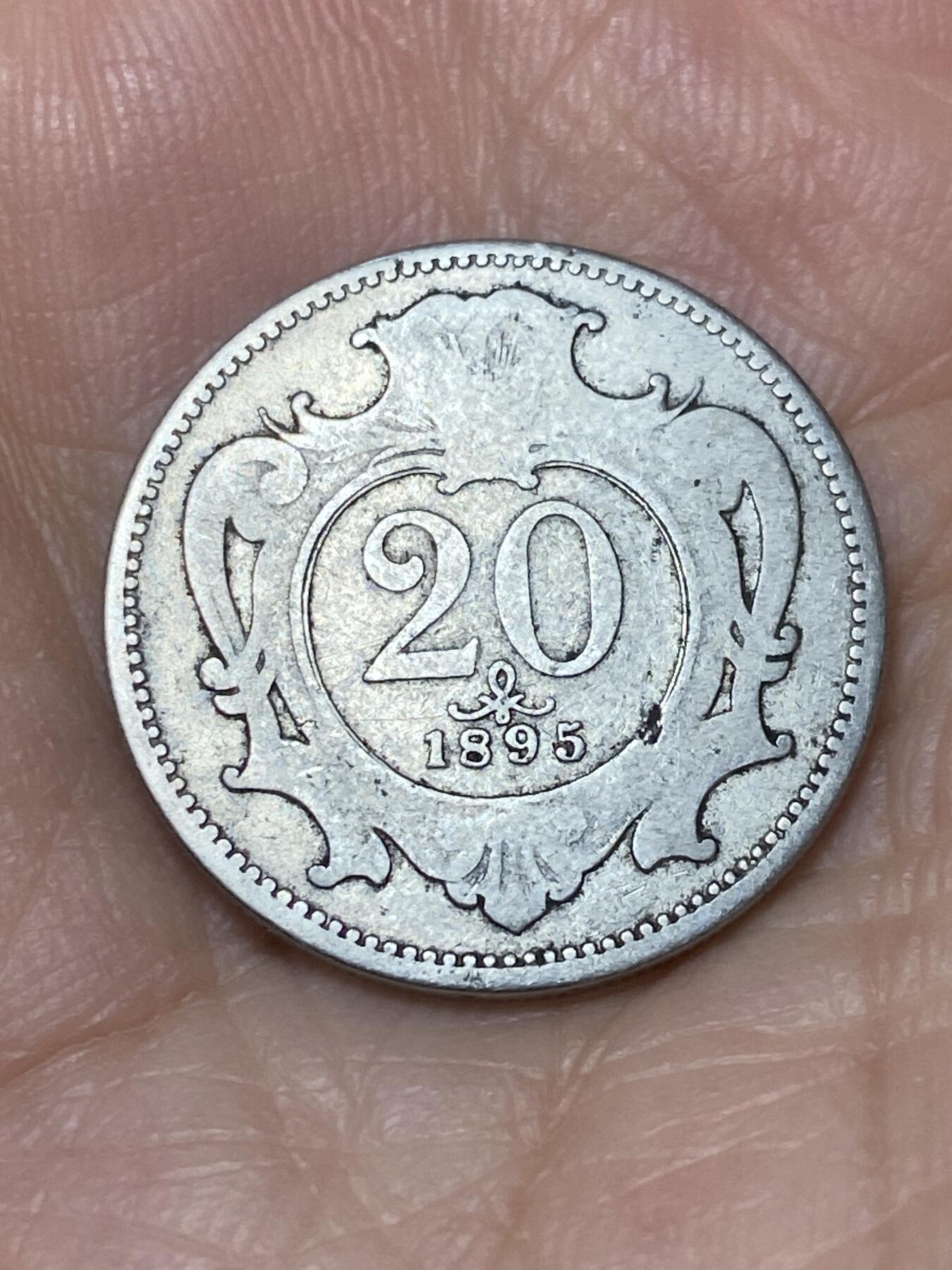 2025年第九十三场(总第一百一十九场）外国好品散币(免佣金) 奥地利🇦🇹1895年20赫勒(弗朗茨·约瑟夫一世，奥匈帝国时期)