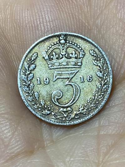 2025年第九十四场(总第一百二十场）外国好品散币(免佣金) - 英国🇬🇧1916年3便士银币(乔治五世第一版，925银)