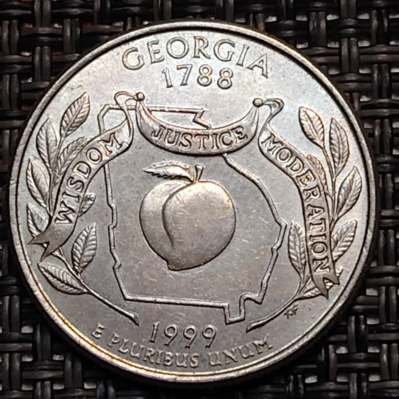布加迪🐬～世界钱币(上海)🌾第 244 期 /  各国套币和散币 美国🇺🇸 1999年 25分 佐治亚州纪念币