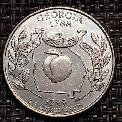 布加迪🐬～世界钱币(上海)🌾第 244 期 /  各国套币和散币 - 美国🇺🇸 1999年 25分 佐治亚州纪念币