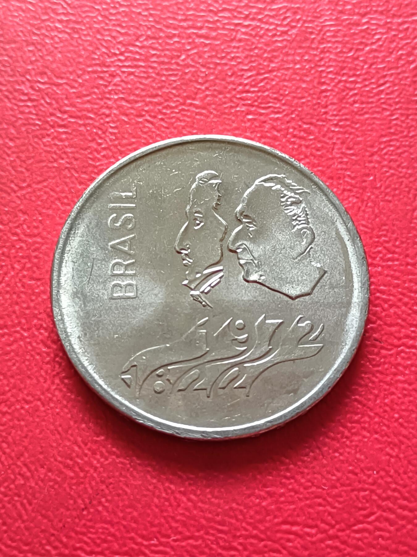【云涧收藏】第六十四场 巴西1972年1克鲁塞罗纯镍纪念币，UNC