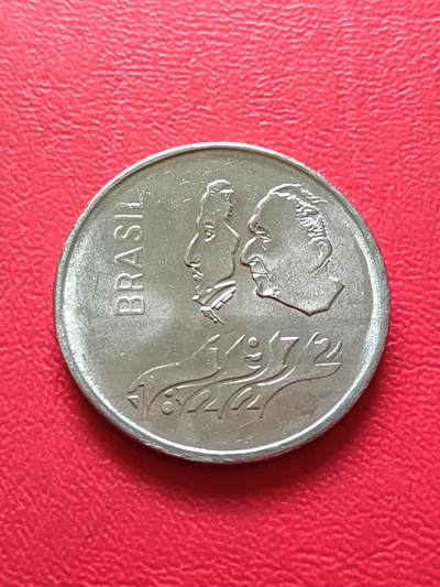 【云涧收藏】第六十四场 - 巴西1972年1克鲁塞罗纯镍纪念币，UNC