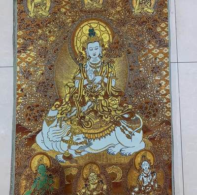 刺绣唐卡专场 - 西藏佛像刺绣  四臂观音 金丝唐卡40*60cm
