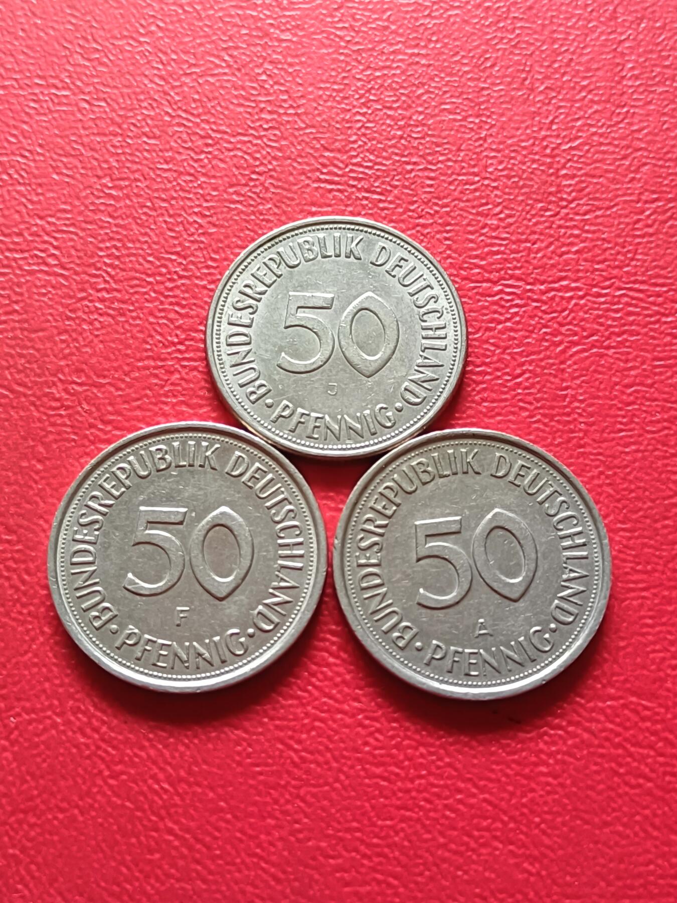 【云涧收藏】第六十四场 德国1950年、1990年50芬尼3枚