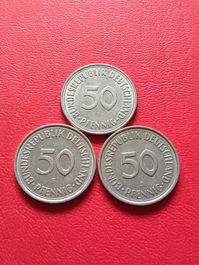 【云涧收藏】第六十四场 - 德国1950年、1990年50芬尼3枚