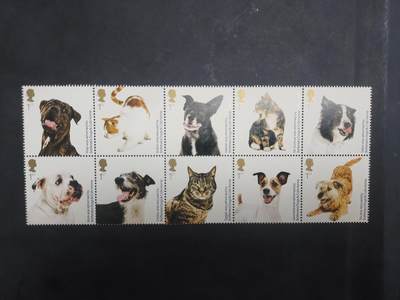 博彦收藏  10月13日 8点 邮票专场 - 英国 狗猫纪念票一组全新