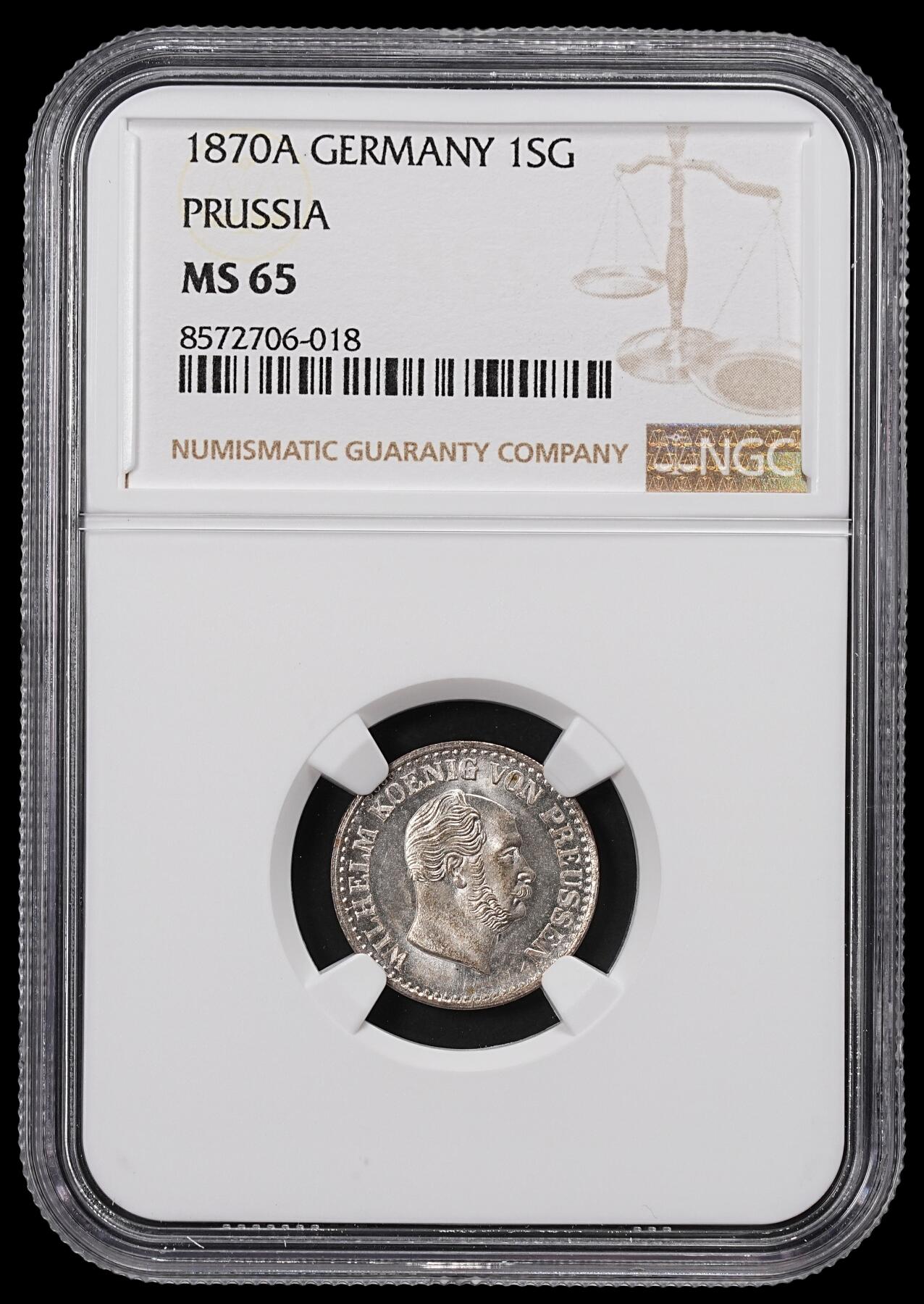 修遠堂世界钱币第八十五期 NGC MS65 1870年普鲁士1银格罗申