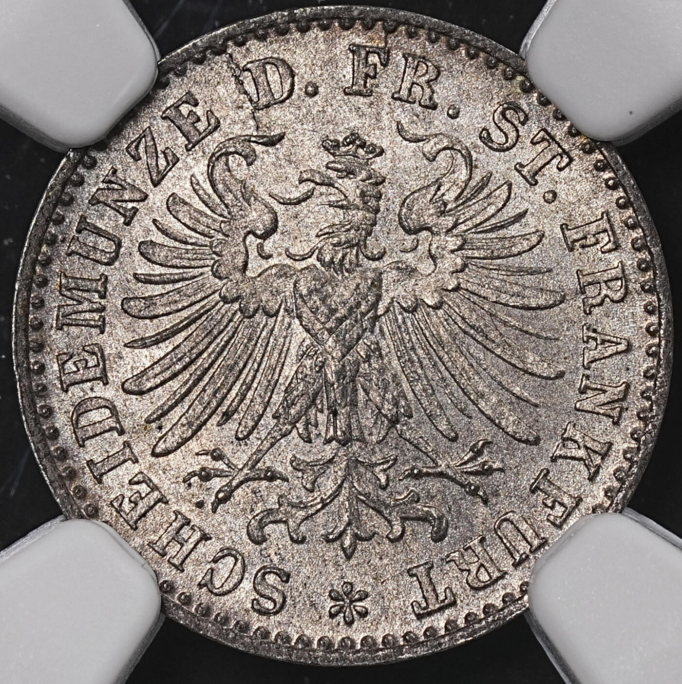 修遠堂世界钱币第八十五期 NGC MS65 1865年法兰克福1克鲁泽