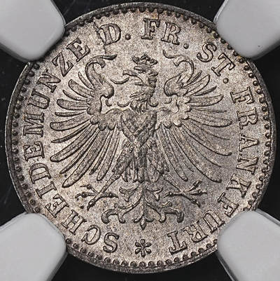 修遠堂世界钱币第八十五期 - NGC MS65 1865年法兰克福1克鲁泽