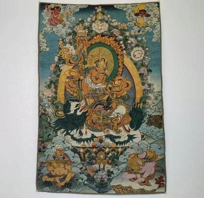 刺绣唐卡专场 - 西藏佛像刺绣  财宝天王 金丝唐卡90*60cm