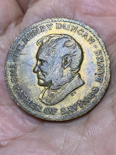 2025年第九十三场(总第一百一十九场）外国好品散币(免佣金) - 英国🇬🇧1960年信托储蓄银行纪念章(正面是银行创始人之一亨利·邓肯头像，背面是银行周纪念活动)