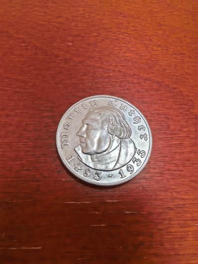 长老汇蛇年精选第四十九场拍卖 - 1933A德国第三帝国马丁路德2马克银币，好品
