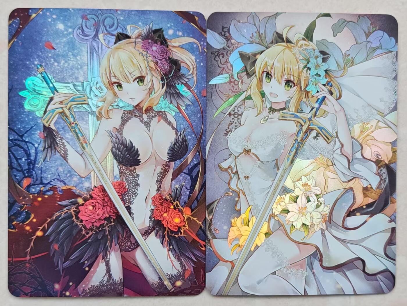 花开卡拍第39期（9月21号周日截拍，品控勿拍!!!拍品不寄存，运费5元，自制卡难免瑕疵，可能存在轻微撞角爆边等出厂瑕疵，品控介意勿拍！） FGO美女对卡 彩闪