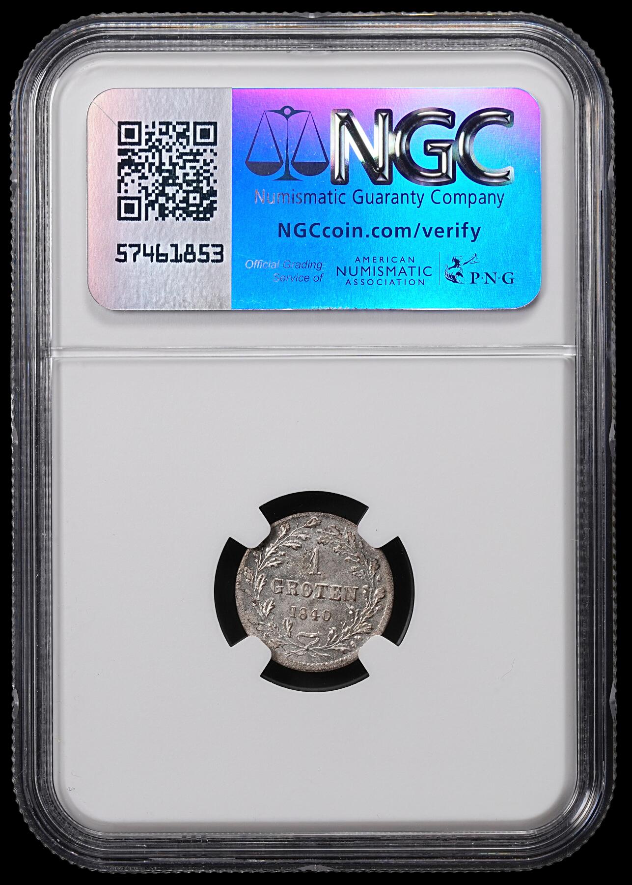 修遠堂世界钱币第八十五期 NGC MS64 1840年不莱梅1格罗滕