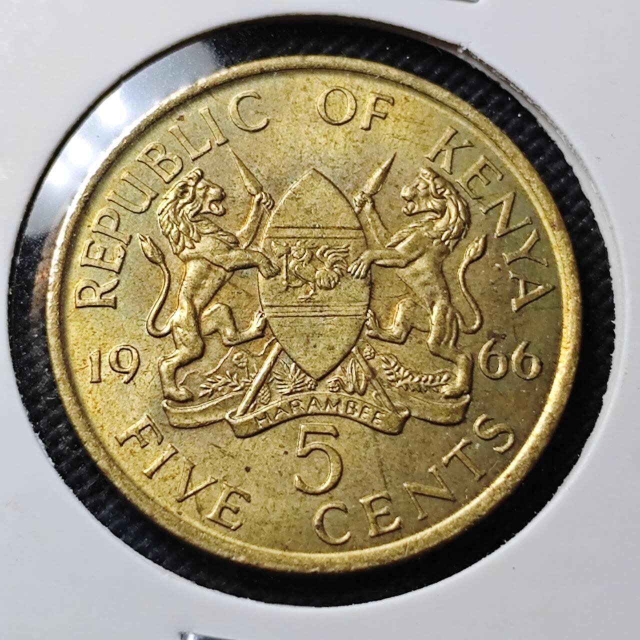KK钱币收藏小铺 第342场 2月预留时间 周末发货 1966肯尼亚10分 开国头像无字版 好品铜币
