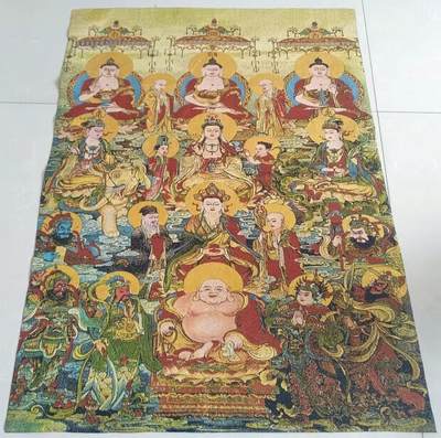 刺绣唐卡专场 - 西藏佛像刺绣  全佛图金丝唐卡90*60cm