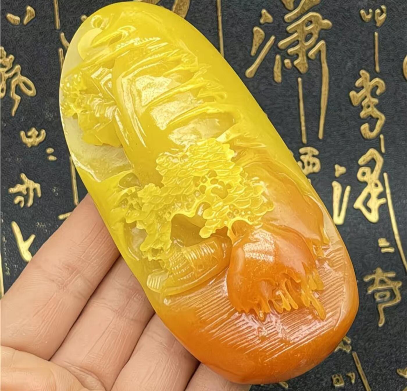 古玩杂相《5》 仿古黄龙玉石山水风景手把件