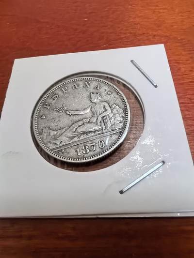 长老汇蛇年精选第四十九场拍卖 - 1870(70）西班牙拿花2比塞塔银币，10克835银，马德里造币厂，1百万枚出头（1）