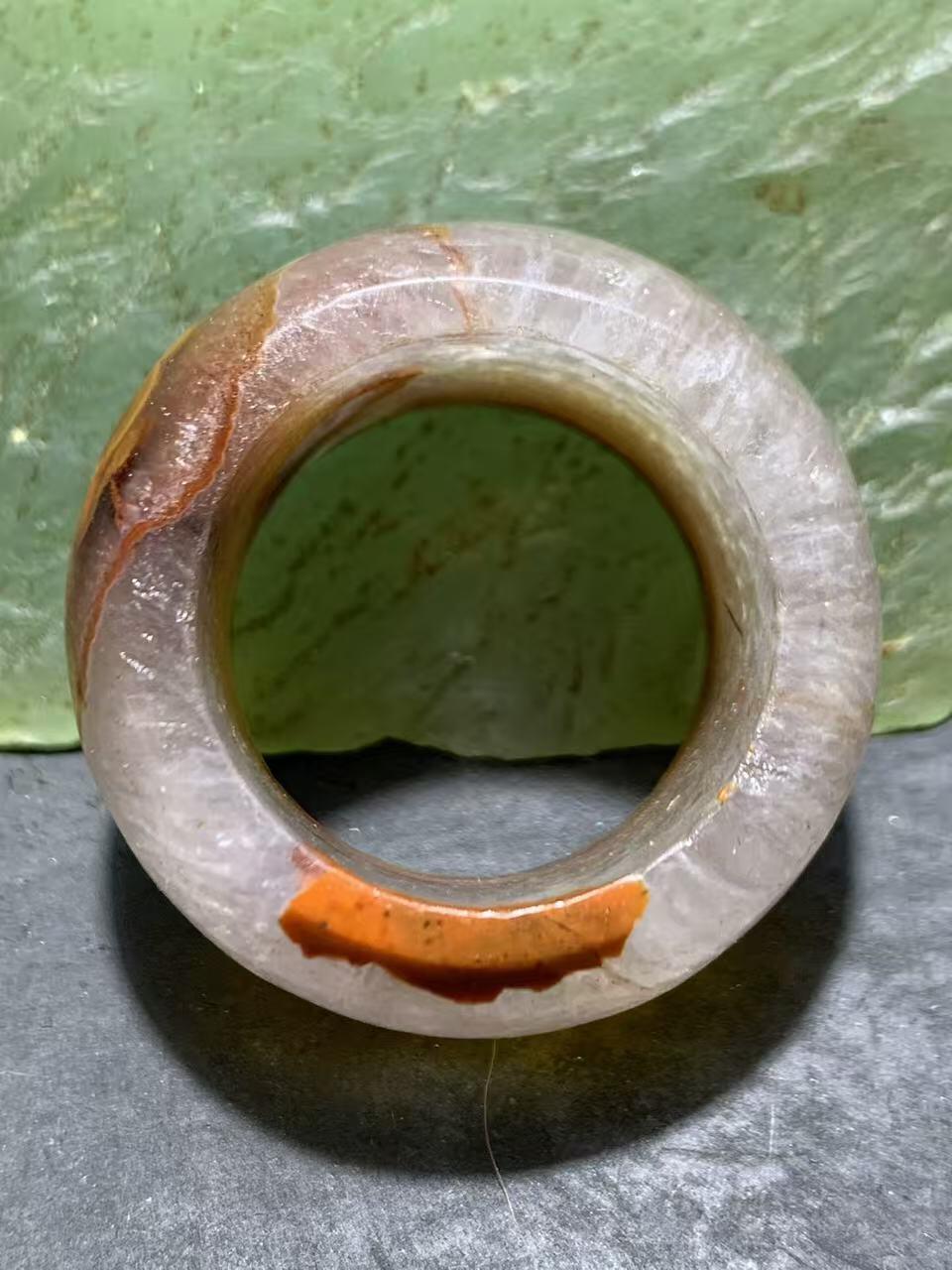 放福利！精美高玉化冰飘战国红玛瑙扳指一个