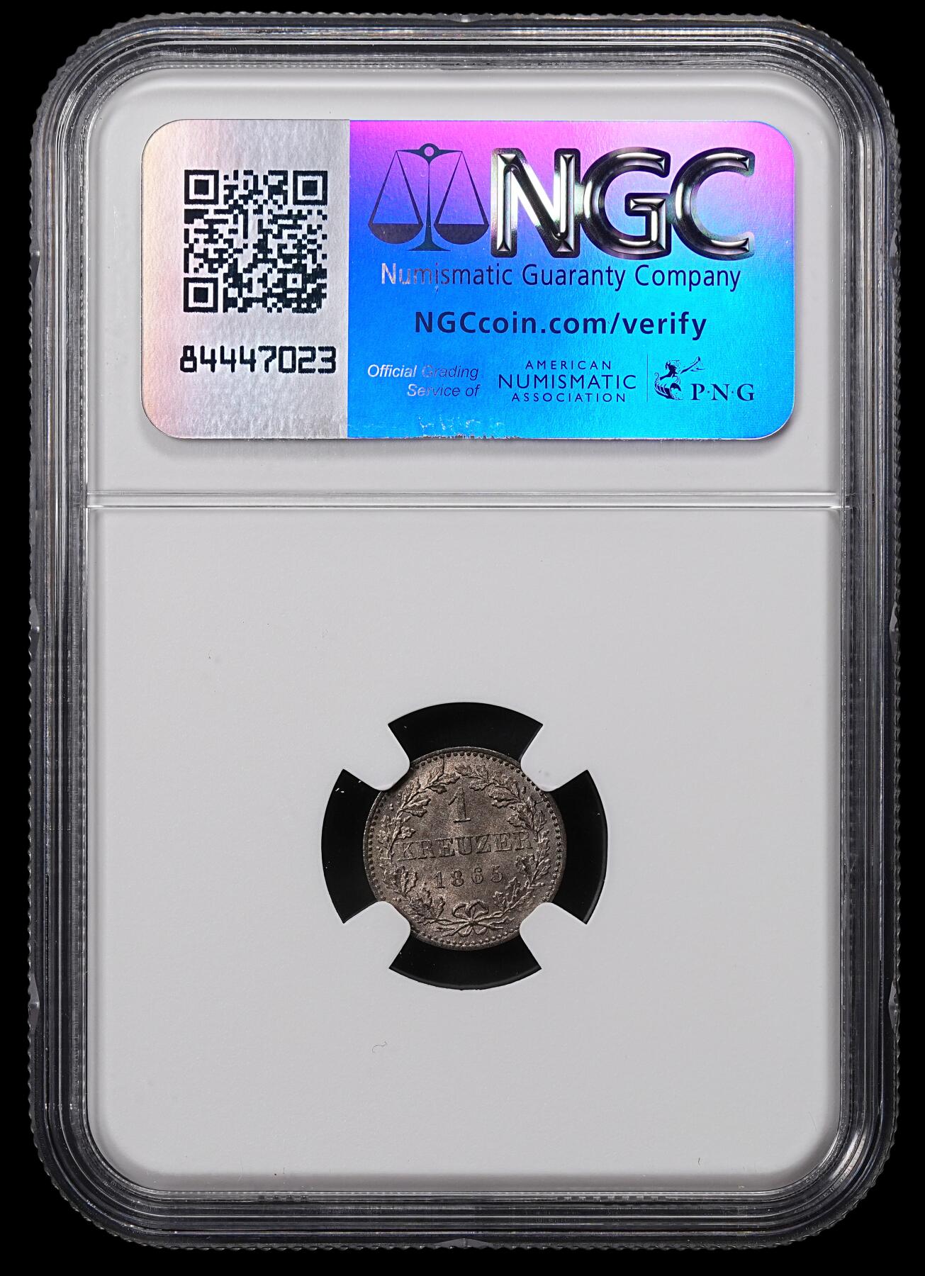 修遠堂世界钱币第八十五期 NGC MS65 1865年法兰克福1克鲁泽