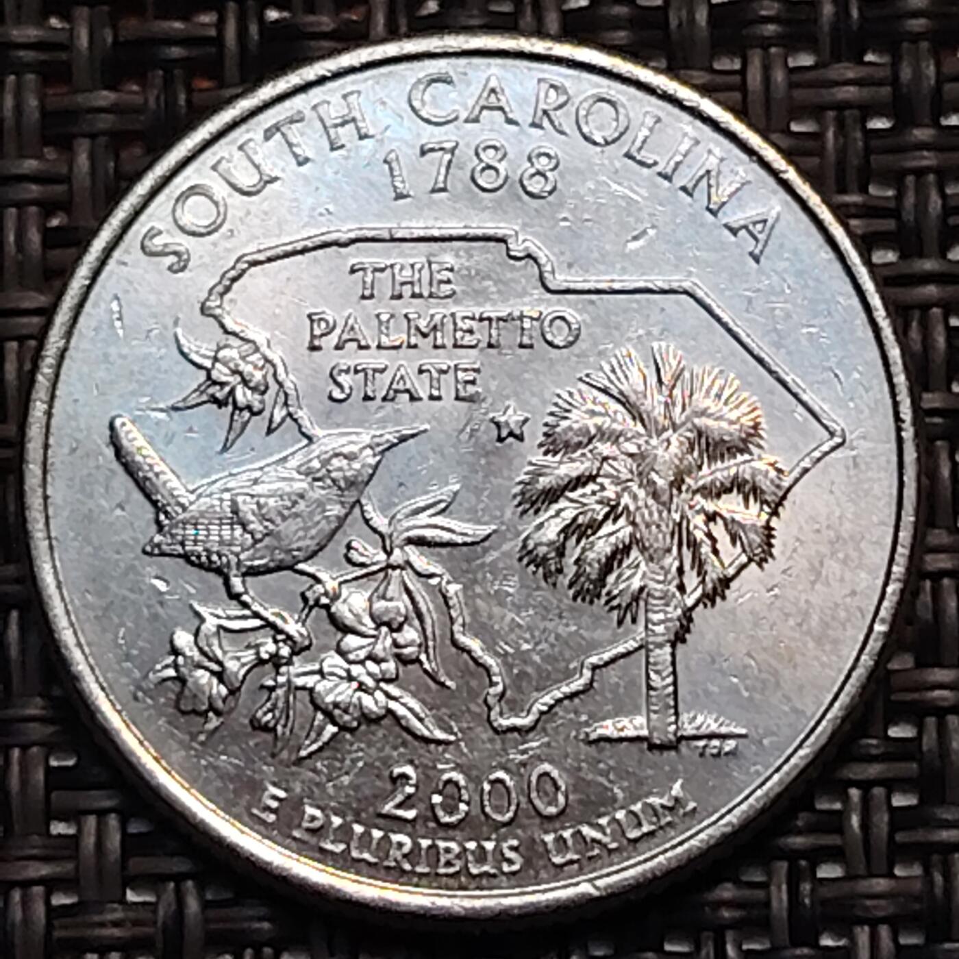 布加迪🐬～世界钱币(上海)🌾第 244 期 /  各国套币和散币 美国🇺🇸 2000年 25分 南卡莱罗娜州