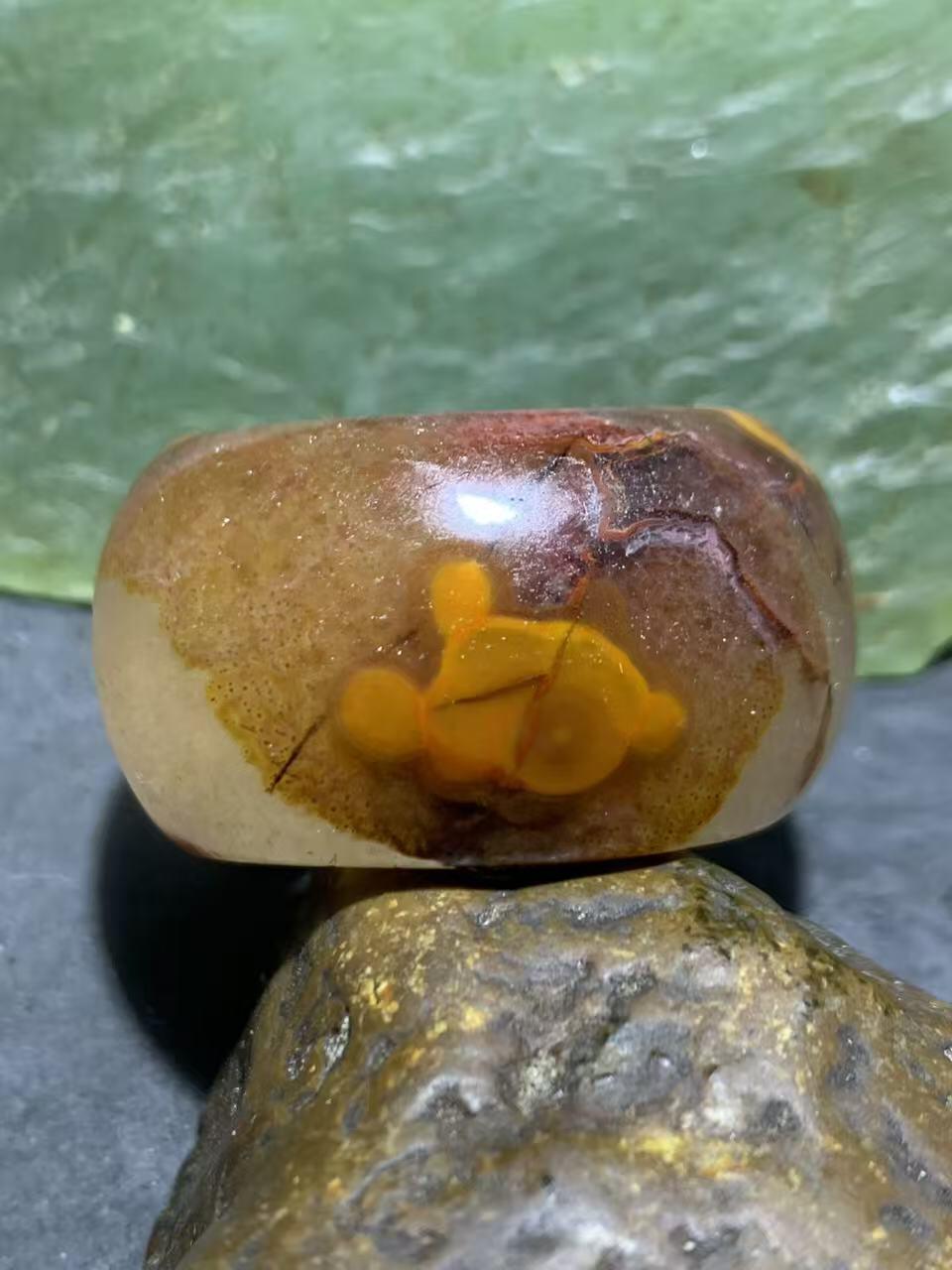 放福利！精美高玉化冰飘战国红玛瑙扳指一个