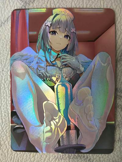 花开卡拍第39期（9月21号周日截拍，品控勿拍!!!拍品不寄存，运费5元，自制卡难免瑕疵，可能存在轻微撞角爆边等出厂瑕疵，品控介意勿拍！） - 足欲系列  白丝护士 彩闪