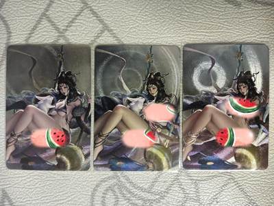 花开卡拍第39期（9月21号周日截拍，品控勿拍!!!拍品不寄存，运费5元，自制卡难免瑕疵，可能存在轻微撞角爆边等出厂瑕疵，品控介意勿拍！） - 裁缝卡牌 嫦娥三渐变 第2、3张都是艺术版 粗闪