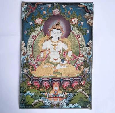 刺绣唐卡专场 - 西藏佛像刺绣  白度母金丝唐卡40*60cm