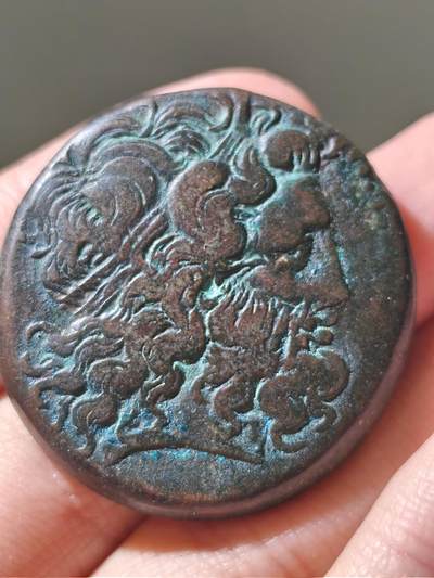 星盘世界钱币九月二十七日古典币精品专场 - 精品！古希腊大铜币托勒密王朝托勒密二世4奥波铜币265BC 正面是宙斯像背面托勒密老鹰脚踩雷霆，经典铭文巴塞琉斯托勒密43.00g