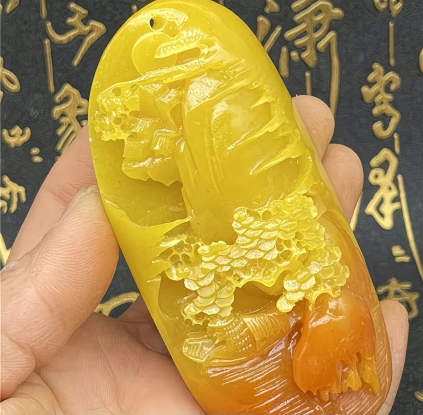 古玩杂相《5》 仿古黄龙玉石山水风景手把件