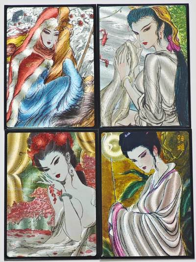 白泽拍卖卡牌手绘专场第25期 - 2025 昆仑万象签绘水浒 四大美女 4张  粗闪
