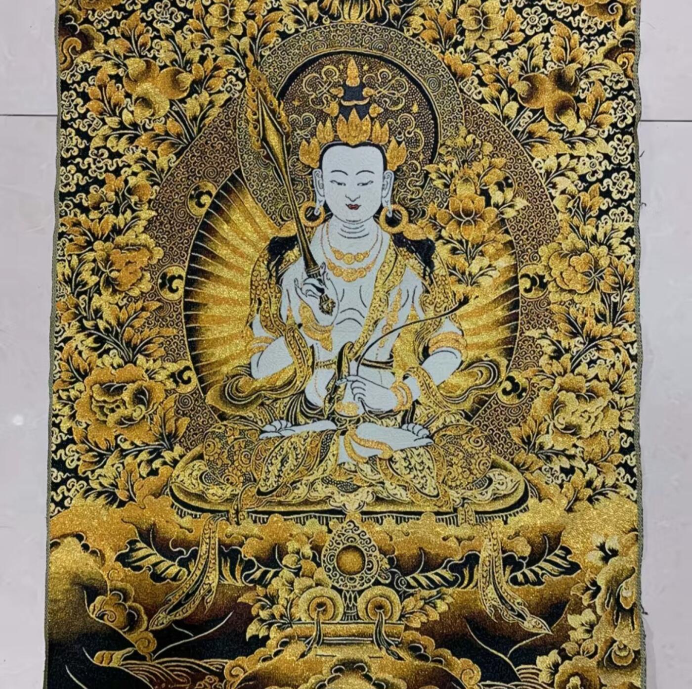 刺绣唐卡专场 西藏佛像刺绣 观音 尼泊尔金丝唐卡40*60cm
