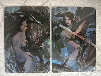 花开卡拍第39期（9月21号周日截拍，品控勿拍!!!拍品不寄存，运费5元，自制卡难免瑕疵，可能存在轻微撞角爆边等出厂瑕疵，品控介意勿拍！） - 老郑卡牌 恶龙抓大雷对卡2张 粗闪
