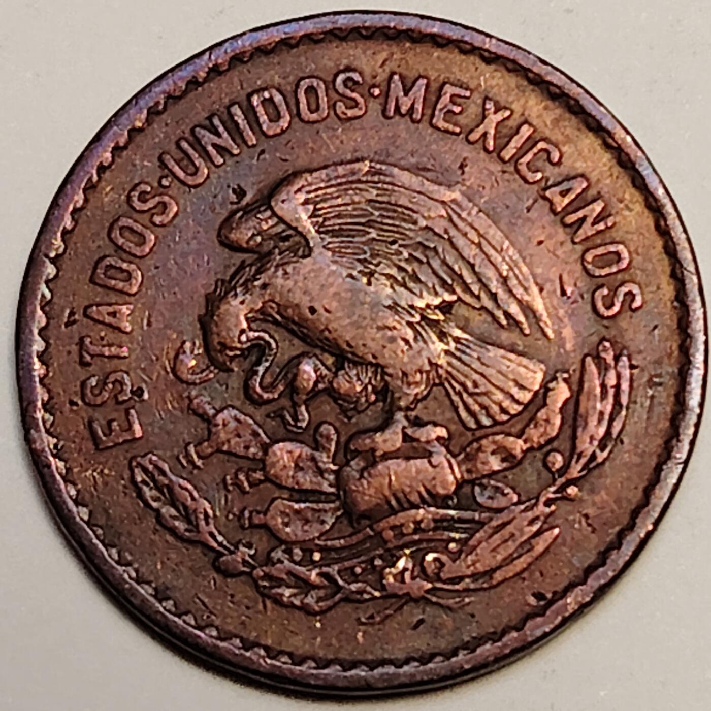 布加迪🐬～世界钱币(上海)🌾第 244 期 /  各国套币和散币 墨西哥🇲🇽 1954年 5分 25.5mm