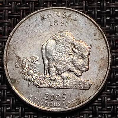 布加迪🐬～世界钱币(上海)🌾第 244 期 /  各国套币和散币 - 美国🇺🇸 2005年 25分 堪萨斯州纪念币