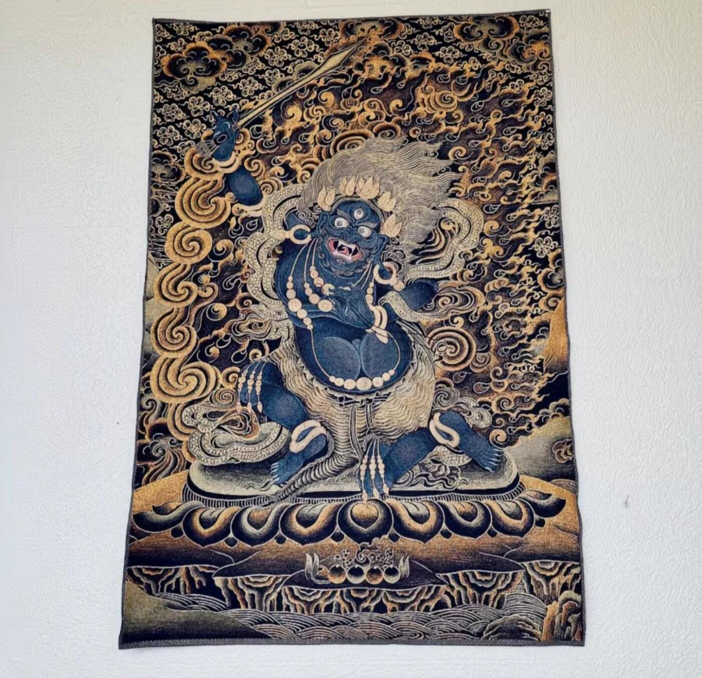 刺绣唐卡专场 西藏佛像刺绣 不动明王金丝唐卡40*60cm