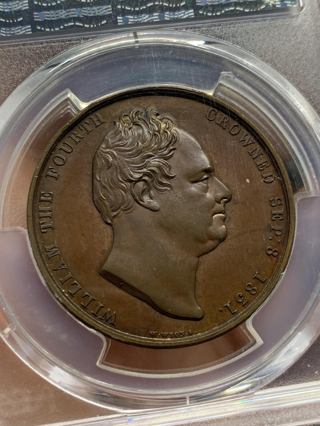 《竞宝斋》第420场 周日，周一，周二  3场连拍 （全场包邮） PCGS SP63 英国 1831年 威廉四世 加冕铜章 非常少见的品种 高分好细节