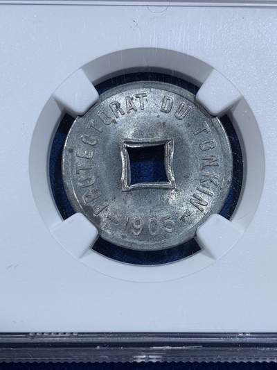 《竞宝斋》第420场 周日，周一，周二  3场连拍 （全场包邮） NGC MS64 法属安南1905年六百分之一锌币 世界上面值最小的硬币，该品种常见为氧化品，MS少见