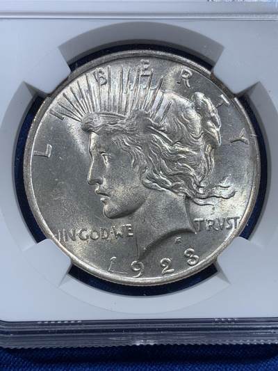 《竞宝斋》第420场 周日，周一，周二  3场连拍 （全场包邮） NGC MS64 美国 1923 一美元 和平银币 双面强转光，光感不输65分，个人送评略压分，喜欢转光的不容错过。