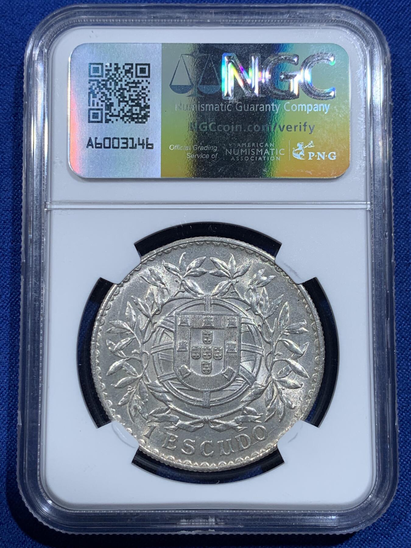 《竞宝斋》第420场 周日，周一，周二  3场连拍 （全场包邮） NGC AU58 葡萄牙1916年女神1埃斯库多银币，币面清爽干净又舒适，状态佳。