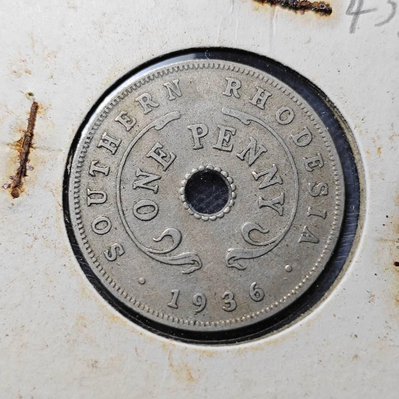 KK钱币收藏小铺 第343场 2月预留时间 周末发货 1936英属南罗德西亚1便士 