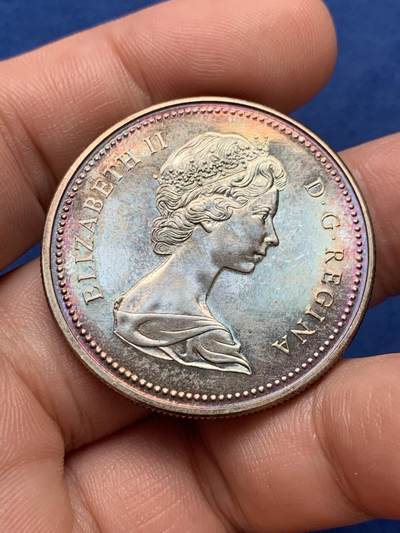 《竞宝斋》第420场 周日，周一，周二  3场连拍 （全场包邮） 加拿大1973年骑警银币 紫色包浆