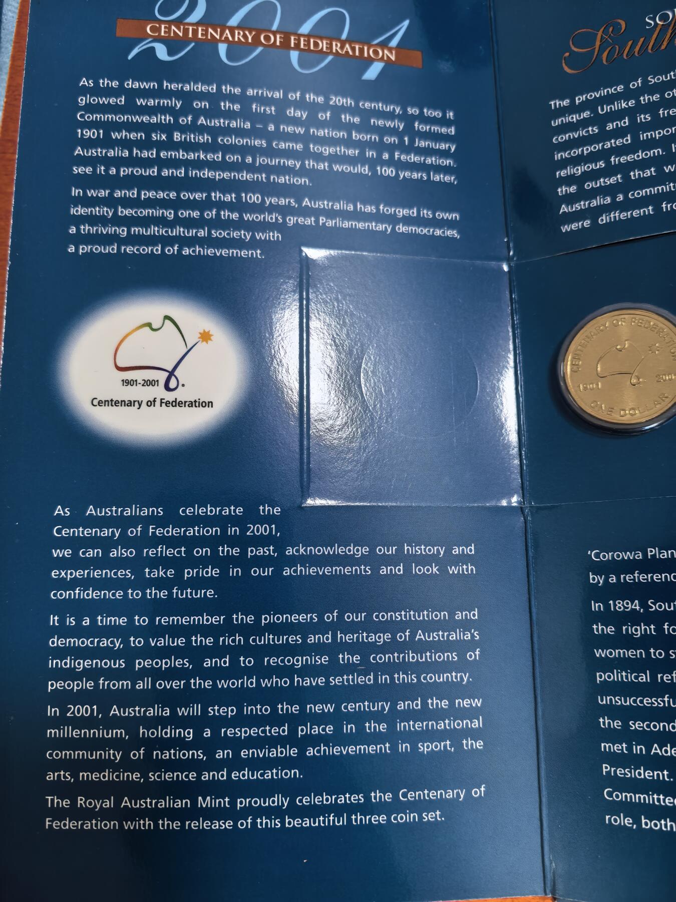 长老汇蛇年精选第五十场拍卖 2001澳大利亚联邦百年南澳3枚卡装，限量版