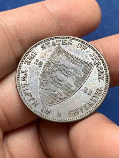 《竞宝斋》第420场 周日，周一，周二  3场连拍 （全场包邮） 英属泽西1881年维多利亚1/12先令大铜币 好品