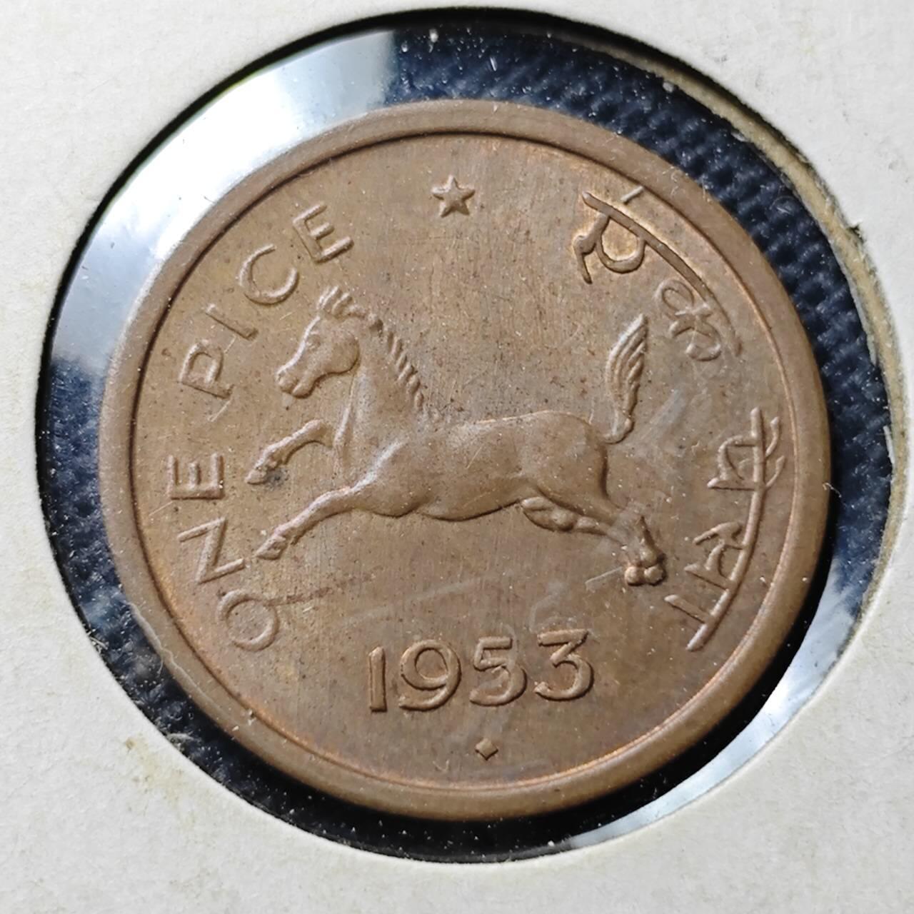 KK钱币收藏小铺 第343场 2月预留时间 周末发货 1953印度1派斯 小马铜币！