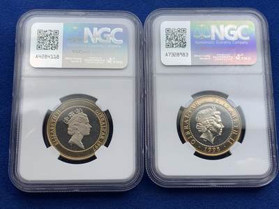 《竞宝斋》第420场 周日，周一，周二  3场连拍 （全场包邮） 稀少12枚一组 NGC MS63-66 直布罗陀 2000 赫拉克勒斯的功绩系列 双金属2镑纪念币 低评明显