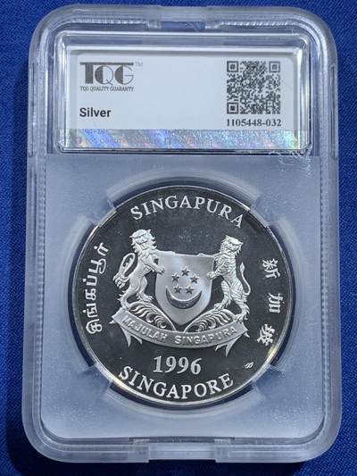 《竞宝斋》第420场 周日，周一，周二  3场连拍 （全场包邮） TQG PF69UC 新加坡1996年农历-鼠年10元加厚精制银币 2盎司 999银 62.2克纯银 发行量3万5千