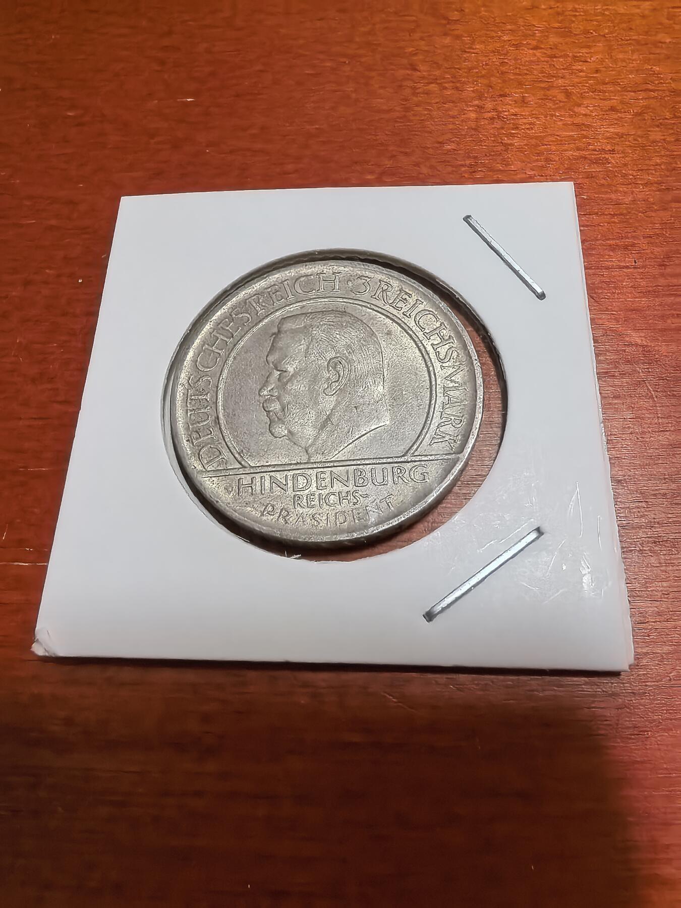 长老汇蛇年精选第五十场拍卖 1929D德国魏玛时期莱茵解放兴登堡3马克银币