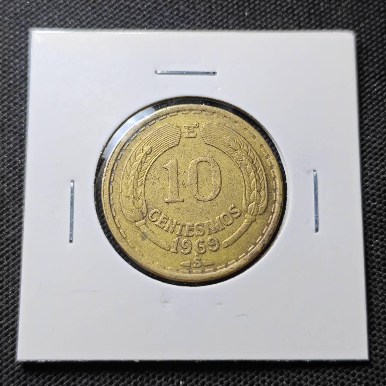 KK钱币收藏小铺 第343场 2月预留时间 周末发货 1969智利10分 飞鹰铜币